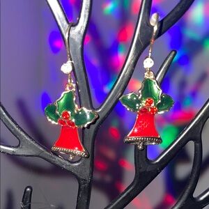 Festive Red and Green Bell Earrings